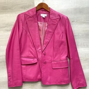 Worthington JCPenneys Womens Pink Genuine Leather Jacket Medium